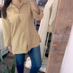 Coldwater Creek gold jacquard top size medium cotton fabric